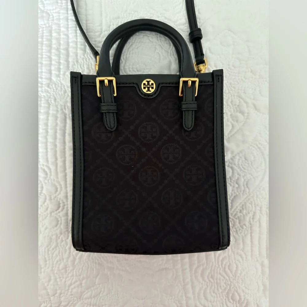 Tory Burch Black Canvas Monogram Mini Bag - Picture 1 of 10